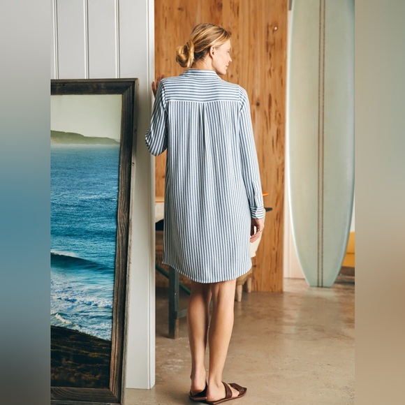 NWT Faherty Legend Striped Long Sleeve Button Down Sweater Dress - Picture 2 of 8